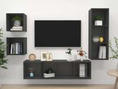 4 Piece TV Cabinet Set Grey Chipboard