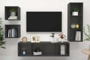 4 Piece TV Cabinet Set Grey Chipboard