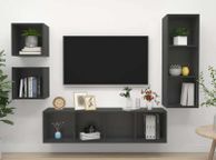 main image for ad 4 Piece TV Cabinet Set Grey Chipboard