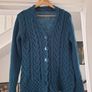 IrelandsEye teal wool cable knit cardigan size xl Image 5