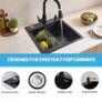 Black Kitchen Sink 50 x 45cm Stainless Steel Sink Bowl with Pull Down Tap Kitchen Sinks Single Bowl with Drainer Basket Soap Dispenser, Deep Bowl for UK Kitchens, Top/Flush/Undermount Sink Image 4