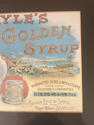 Framed Lyle's Golden Syrup Print - Vintage Victorian Kitchen Advert - Abram Lyle & Sons