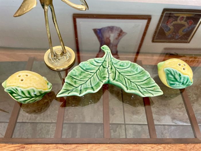 Vintage Collectable Portuguese Lemon Condiment  Shakers Bordallo Pinheiro