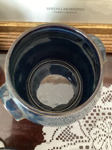 Vintage BHS Brecon Blue Storage Jars Lidded Stoneware Pots Pair