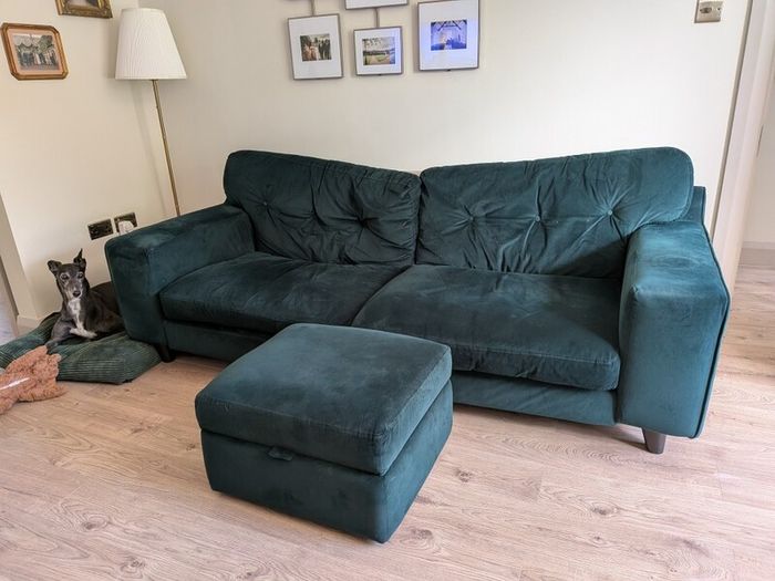 4 seater sofa and footstool