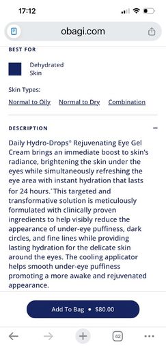 OBAGI Medical Daily Hrdro Drops Rejuvenating Eye Gel Cream 15ml