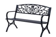2 Seater Metal Garden Bench Garden Park Porch Chair Outdoor Patio Loveseat Seat Black