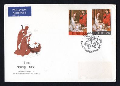 1983 Ireland Christmas Commemorative Stamps Post & Telegraph First Day Cover (FDC)  with Corcaigh (Cork) Pictorial cancel