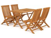5 Piece Garden Dining Set Solid Teak Wood