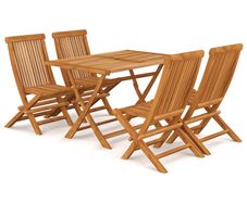5 Piece Garden Dining Set Solid Teak Wood