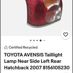 toyota advensis rear light