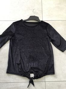 Ladies black velvet sparkly top. Size 8.