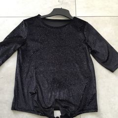 Ladies black velvet sparkly top. Size 8.