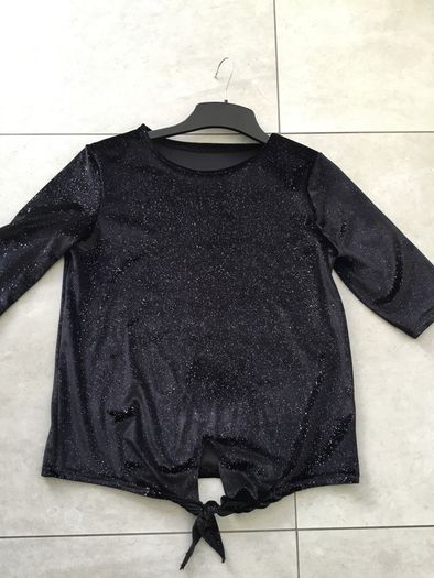Ladies black velvet sparkly top. Size 8.