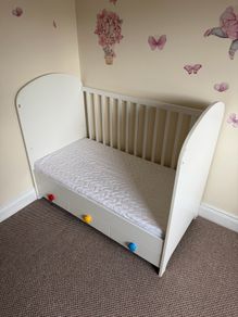 IKEA GONATT Convertible Cot / Toddler Bed with Drawers + Mattress