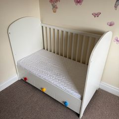 IKEA GONATT Convertible Cot / Toddler Bed with Drawers + Mattress