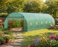 Polytunnel 20ft  Galvanized Frame PE Cover Green  Walk-in Tunnel Greenhouse