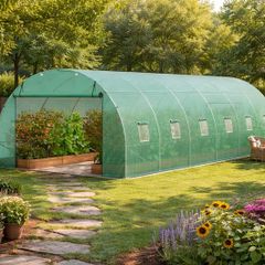 Polytunnel 20ft  Galvanized Frame PE Cover Green  Walk-in Tunnel Greenhouse