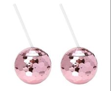 New TOPBATHY 2 Pieces Disco Ball Cups with Straws,