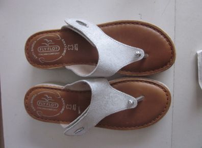 Fly Fot Leather, Touch-Fasten Toe Post Sandals Light Grey S5