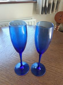 Cobalt blue champagne flutes