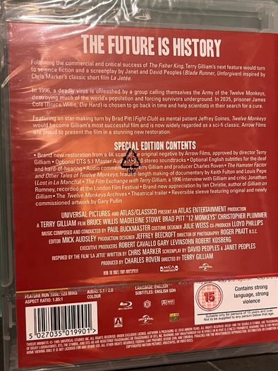12 Monkeys - Special Edition Blu Ray with feature length making of - New Sealed