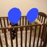 Baby cot, dark wood finish Image 2
