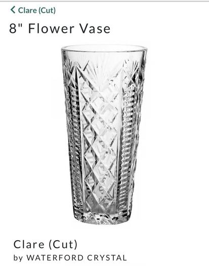 Waterford Crystal Clare Cut 8" Vase, mid 1950s.