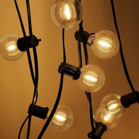 FREE EXPRESS SHIPPING Outdoor String Lights LED Mains Powered G40 Globe Festoon Lights 100FT with 50+2 Bulbs, Waterproof Indoor Outdoor Garden Lights for Bistro, Terrace, Patio, Outside, Wedding, WarmWhite 2700K