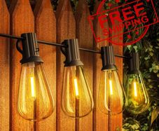 NEW SALE | 60FT Outdoor LED String Lights, ST38 Garden String Lights Mains Powered,Waterproof LED Outdoor Festoon Lights, 30 Plus 1 Bulbs 2700K Outside Patio String Lights for Decor Cafe Party Wedding