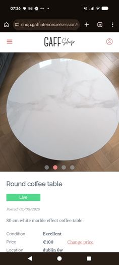 Marble effect coffee table