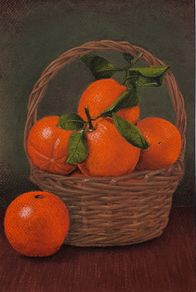 Orange Basket Still Life - in soft pastel