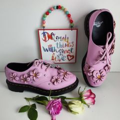 Dr Martens 1461 large pink flowers floral boots 3D 3 eye UK6 EU39 US8