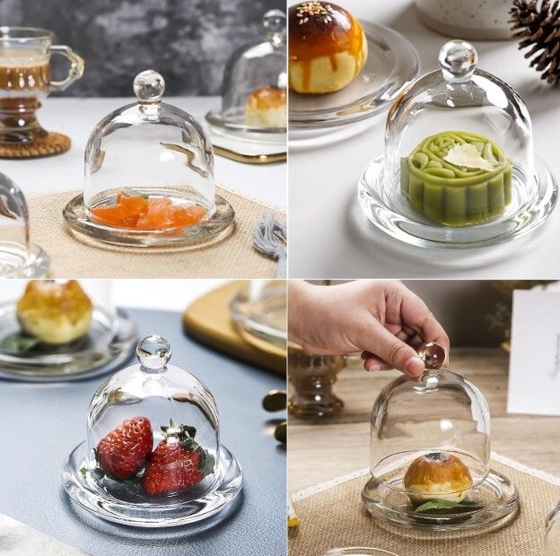 Mini Cake Stand with Glass Bell (Set of 6)