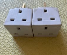 2x 3-Way Plug Adaptors / Mains Outlet Splitters (UK / Ireland 3-Pin)