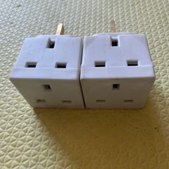 2x 3-Way Plug Adaptors / Mains Outlet Splitters (UK / Ireland 3-Pin)