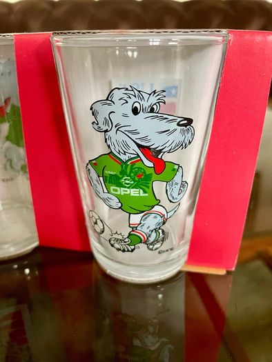 World Cup USA 1994 Macul the dog Mascot Drinking Glasses x 3