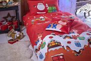 MULTIPLE SIZES AVAILABLE Santa's Christmas Presents Reversible Single Duvet Cover Set with Pillowcase Red