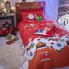 MULTIPLE SIZES AVAILABLE Santa's Christmas Presents Reversible Single Duvet Cover Set with Pillowcase Red