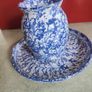 Vase With Medium Plate Under Dark Blue Sponged, Ardmore Pottery Image 3