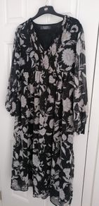 sheer lined dress flowy oversized size on label 12  also fit a 14