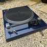 Legendary Technics SL-150 direct-drive turntable professionally repainted in stunning metallic blue and carrying a heralded Rega RB330 tonearm with a Mitchell TechnoWeight upgrade. Absolutely premium top drawer turntable performance. Image 3