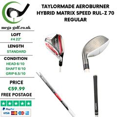 Taylormade Aeroburner Hybrid / #4 22 Degree / Matrix Speed Rul-z 70 Regular