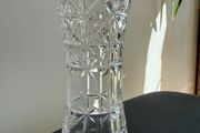 Vintage hand-cut lead crystal flower vase.