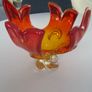 CHALET Lorraine 8 Splash 1960's Glass Canadian Bowl, Clear, Amber & Orange. Image 9
