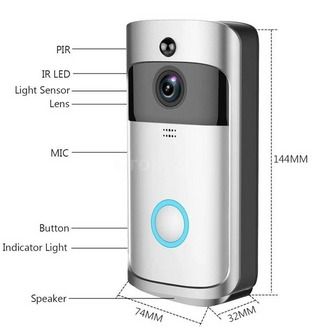 Wifi Smart Video Doorbell Intercom PIR Detection Camera Night Vision Cloud Storage - Black US Plug