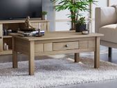 Panama 1 Drawer Coffee Table, Rustic Living Room Furniture, Natural Oak Wood, Wax Finish