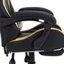 Racing Chair with Footrest Gold and Black Faux Leather Image 5