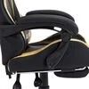 Racing Chair with Footrest Gold and Black Faux Leather
