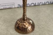 Temple Hindu Pooja Puja Traditional Small hammered Brass Hand Singing Medita with green stone on top of the handle 9 cm.. tall 5 cm. wide.